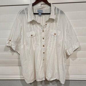 Cubavera Cream Casual Button Down Shirt